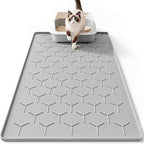 Bulkniu Silicone Cat Litter Mat, 22"x34", Raised Edge Waterproof, Grey | Litter Trapping & Recycling, Easy to Clean, Non-Slip, Durable Safe & Odorless, Paw Friendly