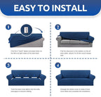 Stretch Loveseat Couch Cover, 2 Cushion Couch Slipcover,Classic Blue | 1-Piece Washable Sofa Cover Pet Friendly (55"-78") Furniture Protector Soft Jacquard, Elastic Bottom for Dogs & Kids