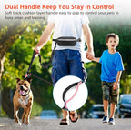 Uppetly Hands Free Dog Running Leash with Waist Belt, Dual Handle Elastic Bungees Retractable Rope for Medium and Large Dogs, Reflective Stitches for Walking Hiking Biking (Large Pink, 25-120lb