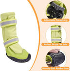 Dimicoo Dog Shoes,Waterproof Dog Boots for Winter,Anti-Slip Dog Snow Booties for Large Small Medium Dogs,Reflective Paw Protectors for Outdoor Walking Hiking