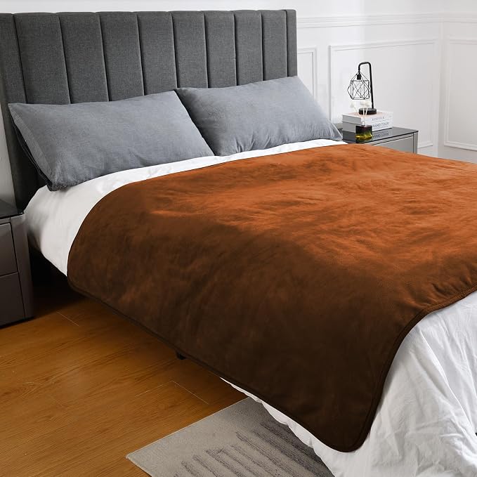 Soft Waterproof Blanket for Bed Couch Sofa, Caramel, 60x80 inches | Liquid Pee Proof Pet Blanket for Dog Puppy Cat, Reversible Sherpa Fleece Blanket for Couch Cover, Furniture Protector