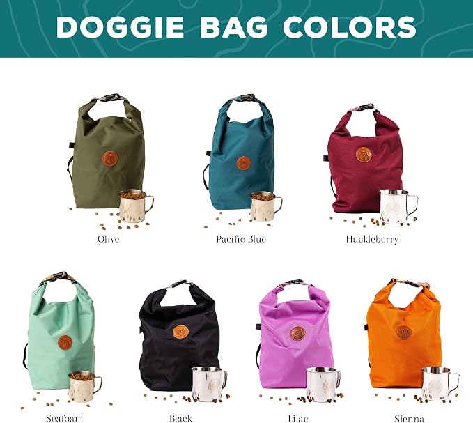 Wilderdog Doggie Bag - Water Resistant, Portable Kibble Carrier & Stainless Steel Mug - Lilac