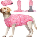 Kuoser Dog Surgery Suit, Comfy Dog Recovery Suit Female Doggie Onesie for Surgery, Post-Op Onesie for Female & Male Dogs, Soft Protective Wear, PinkRibbon XL