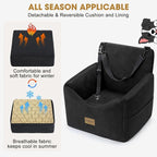 JOEJOY Dog Car Seats for Small Medium Dogs Under 35lbs, Dog Booster Seat with Detachable Washable Cover and Cushion, Memory Foam Pet Car Seat with Safety Belt and Storage Pockets (Black)