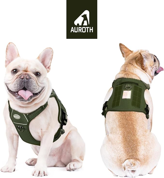 AUROTH Tactical Dog Harness for Large Dogs No Pull Adjustable Pet Harness Reflective K9 Working Training Easy Control Pet Vest Military Service Dog Harnesses