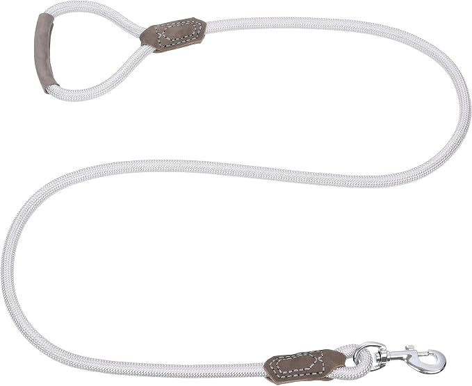 Mile High Life Dog Leash with Genuine Leather Handle, 6 FT/5 FT/4 FT | Leather Grip Rope Leash, Heavy Duty 360° Swivel Metal Clasp, for Small Medium & Large Dogs