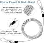 jenico Dog Tie Out Cable: 15 ft Dog Lead for Yard - Heavy Duty Chain Leash Outside for Small Large Dogs Up to 500 lbs - Outdoor Dog Runner Tether