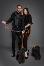 NOAH & PAW Leather Dog Leash, Premium Oil-Waxed Leather Braided, 8 ft Long Dog Leash with 6 Ways to Use Hands-Free, Quick-tie, Double Pet Lead Etc. Matching Collar Available. (Camel)