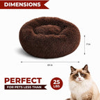 Whiskers & Friends Cat Beds for Indoor Cats, Fluffy Cat Bed Small to Large | Orthopedic Soft Plush Calming Donut Bed, Washable Round Pet Bed, Sized for Kitten to Large Cats & Puppy to Small Dogs