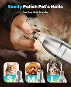 oneisall 4 in 1 Dog Grooming Kit with LCD Display | Paw Hair Trimmer & Nail Grinder, Rechargeable, Cordless, Low Noise, IPX7 Waterproof, 3 Speeds Pet Grooming Clippers