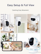 ARENTI 4MP Pet Camera P2Q, 5G WiFi 6 Indoor Security Camera, Free Phone App | Pan/Tilt, Auto Tracking, AI Human/Motion/Sound Detection, Night Vision, 2-Way Audio, Custom Zones, Timer Cruise, Sleep Mode