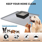 Cat Mat for Litter Box, Large 35" X 22" Cat Litter Mat, Indoor Waterproof Silicone Litter Trapping Pad for Floor, Soft on Kitty Paws, Easy to Clean, Non-Slip, Gray