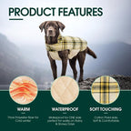 Kuoser Waterproof Dog Coat, Reversible Dog Jacket for Large Dogs, Yellow L | Adjustable Durable Doggie Winter Coat for Groowing Puppies Warm Puppy Cold Weather Apparel