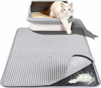 Large Cat Litter Box Mat for Cats, Double Layer Cat Litter Trapping Mats | Waterproof, Urine Proof, Non-Slip Litter Pad for Indoor Honeycomb Large Cat Litter Mat, Easy to Clean Grey (33.8'' x 23.6'')