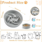 Ceramic Slow Feeder Dog Bowls,0.6 Cups Dog Food Dish for Small Breed | Puzzle Dog Food Bowl for Fast Eater, 15OZ, 6.3 inch(Grey)