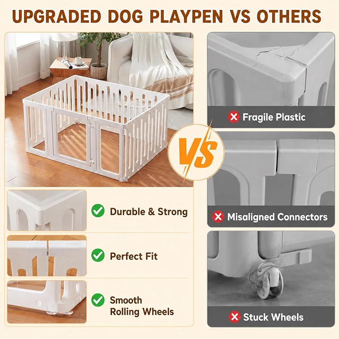 Expansion Kit for Acrylic Dog Playpen - 4 Pair Connectors & Buckles | DIY Add-On Parts to Increase Size, Durable Replacement Components for Indoor Puppy Pen, Only for This Dog Playpen
