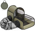 Tailtastic Indoor/Outdoor Cat Playpen with Surround Tunnel 2 Zones Green | escape-proof enclosed enslosure,lightweight foldable for travel, ideal for indoor cats, multi-cat homes & birthing