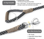 Mile High Life Dog Leash Braided Cotton Rope w/Leather-Wrapped Ends/Handle | Rust-proof 360° swivel clasp, Heavy-duty for medium/large dogs. Great for weddings, daily walks (4 FT, 1/2", Dark Gary)