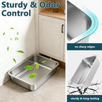Homegroove Stainless Steel Litter Box 2 Pack, 20"x13.8"x6" for Multi-Cats | Large Metal Cat Litter Box, Non-Stick Easy to Clean Surface, Jumbo Size for Big Cats & Multiple Cats