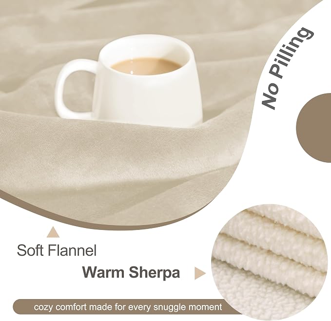 gogobunny Waterproof Bed Blanket, Reversible Sherpa Fleece Throw Blanket for Dog Puppy Cat, Furniture Cover Protects Bed Couch Sofa from Liquid Pee and Pet Fur (Cream, 30x40 inches)