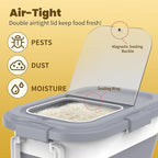 HOYTAMDA 25-35Lbs Rice Container,Collapsible Food Storage Container Wheels | Rice Storage Container with Airtight Locking Lid,Handle,Small Bin &Scoop,Rice Dispenser for Flour Sugar Cereal Grain Dog Cat