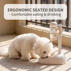 Pet Standing Water Dispenser Feeder, 500ml Dog Water Feeder Bottle Adjustable Raised Pet Food Bowl for Dogs Detachable Bottles Easy Cleaning (Beige)