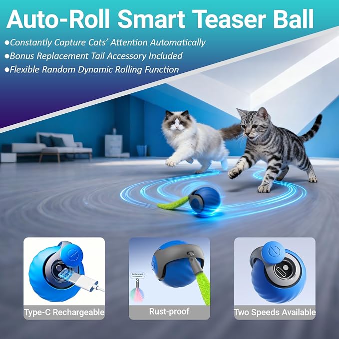 Automatic Cat Toy, Motion Activated Interactive Cat Toy Ball with Cat Tunnel, Hide and Seek Puzzle Game for Indoor Cats Kittens, Interactive Cat Toy to Relieve Boredom