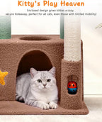 Small Cat Tree, Compact 30" Cat Tower for Indoor Kittens | Plush Finish, Cozy Condo, Soft Top Perch, Sisal Scratching Post, Dangling Ball Toy, Anti-Tip Base, for Cats up to 15 lbs