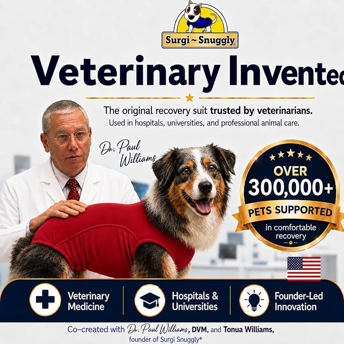 SurgiSnuggly Surgery Recovery Suit for Dogs, Female Spay or Male Neuters, A Surgical Onesie E Collar Dog Cone Alternative for After Surgery Procedures Fits Large, XL and Giant Dogs - 2XL Red EC