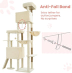 Cat Tree, 78.7" Tall Heavy Duty Cat Tower for Indoor Cat VCT033MJ | Cat Furniture with Sturdy Structure, Spacious Condo, Cozy Top Perch & Scratching Posts, Hammock, Beige