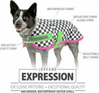 Jeffers Expression Dog Coat Waterproof Ripstop Winter Jacket 30" – 240g Insulated Blanket, Adjustable Belly & Chest Straps, Reflective Strips, Small to Large Breeds, Outdoor & Travel - Party Cheetah