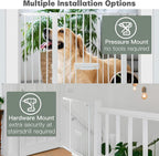SHYUJAJIE 37 Inch Tall Baby Gate with Small Cat Door | Adjustable 29.55"-46.06 "Wide,Auto Close Dog Gate Easy Walk Thru Pet Gate for Stairs, Doorway, House, Pressure Mounted