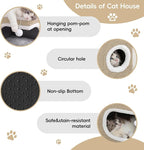 Cat Houses for Indoor Cats, Large Covered Cat Cave Beds & Furniture with Scratch Pad and Fluffy Ball,Foldable Cat Hideaway for Kitten,16.5x16.5x13 inches, Khaki‌