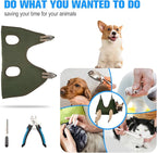 Kkiimatt 10 in 1 Dog Grooming Hammock Harness with Nail Clippers/Trimmer, Nail Hammock for Trimming, Grooming Sling Hange Holder for Extra Large Dogs (XXL/Under 120lb, Khaki Green)