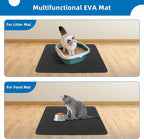 Cat Litter Mat for Indoor Cats Eva Double-Layer Litter Box Mat Washable for Easy Cleaning Cat Rug Collects Litter and Prevents Liquid Leakage (Black, 23.6×30inch)