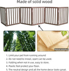 Dog Gate Indoor, Freestanding Dog Fence for The House, Doorways, Hallways,or Stairs,Pet Gate Foldable Wooden,Expandable 24" Height 6 Panels,Brown