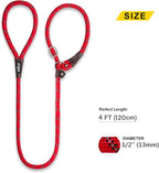 Fida Slip Leads for Dogs, 4 FT x 1/2" Dog Leash Heavy Duty Comfortable Strong Rope Lead for Large, Medium Dogs, No Pull Pet Training Leash with Highly Reflective,Red