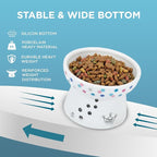 Necoichi Ceramic Raised Cat Food Bowl, 15° Tilted (Colorful Dots, Regular)