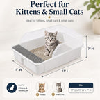 2 Pack Small Cat Litter Box with Mat & Scoop, Open Top High Sides | 2 Pack Small Cat Litter Boxes with Mat & Scoop, Open Top High Sides Low Entry, Easy Clean for Kittens & Small Cats