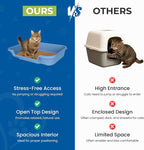 KittyGoHere Senior Cat Litter Box, Large with Jumbo Scoop, Little Boy Blue | Open Top Low Entrance Kitty Litter Box With Long-handle Jumbo Scoop, Lightweight Low Entry Litters Box, Durable, Made in USA