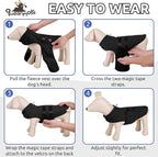 Queenmore Large Dog Sweaters, Soft Fleece Vest Pullover Pet Jacket with Leash Hole, Warm Winter Dog Clothes Cold Weather Doggy Dachshund Sweater for Large Dogs Cats Boy or Girl (Black, L)