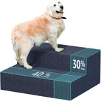 YENING Large Dog Stairs for High Beds - Extra Wide Pet Steps for Large Dogs to Get on Tall Bed 3 Deep Step Cat Ramp for Couch 2 Steps Navy Blue