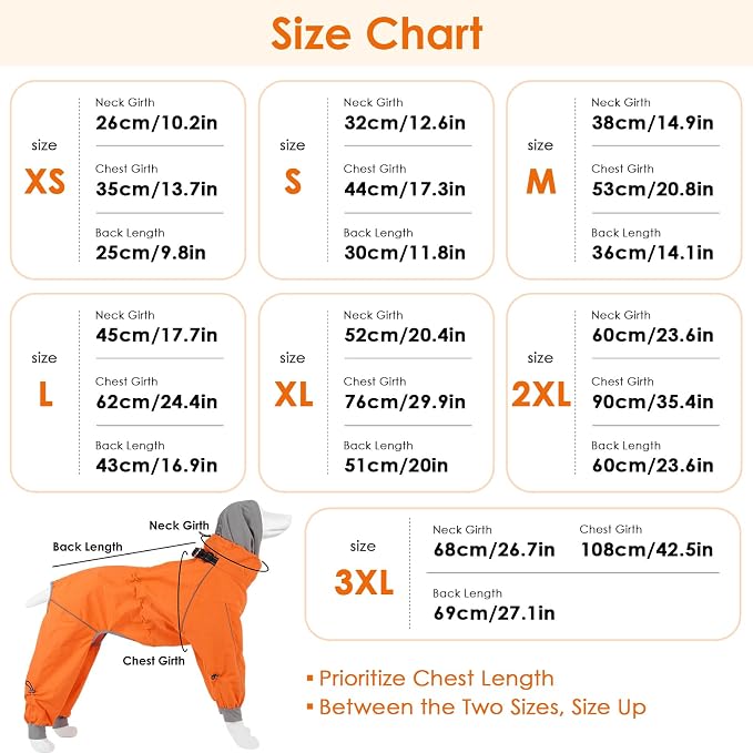 Lelepet Waterproof Dog Raincoat, Hooded Dog Rain Jacket for Large Dogs | Adjustable Full-Body Dog Rain Coat, Built-in Collar and D-ring, Snowproof & Windproof Rain Jacket, Reflective Stripe