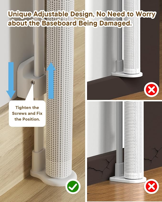 Retractable Baby Gates, 34" Tall Fits Up to 55" Wide, White | No Bottom Bar Mesh Baby & Pet Gate with Anti-Crawling Hook, One-Hand Operation, Safety Lock for Stair, Doorway,Indoor/Outdoor
