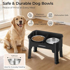 URPOWER Mess Proof Elevated Dog Bowls, Splash Guard Raised Bowl Stand | 4 Height Adjustable Raised Stand with 2 Stainless Steel Food Bowls & Licking Plate for Small, Medium & Large Dogs