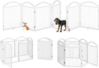 BHG Metal No-Assembly Freestanding Dog Gate with Door Walk Through, Extra Wide 144", Extra Tall 32" Pet Gate, Accordion Puppy Folding Playpen Dog Fence for Indoor & Outdoor, with 2PCS Support