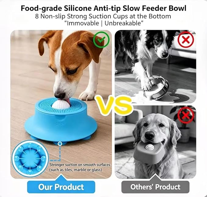 2-in-1 Silicone Slow Feeder Lick Bowl Suction Cup Anxiety Relief for Dogs & Cats