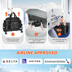 Petskd Top-Expandable Small Pet Carrier with Wheels Airline Approved | 18"x11"x11", for Delta/American/United Airlines, Lockable Safety Zippers and Anti-Scratch Mesh, Pets Under 10 Lbs, Black