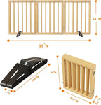 Dog Gates for Doorways Stairs, Foldable Freestanding Pet Gate, Dog Fences Indoor, Bamboo Dog Gates (Natural, 18-55" Wide)