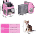 Expandable Cat Backpack Carrier, Portable Cat Backpack Up to 18 lbs | Airline Approved Pet Travel Carrier, Super Ventilated Design, Ideal for Traveling/Hiking /Camping, Pink